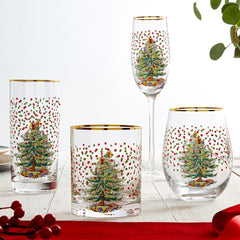 Spode Christmas Tree Polka Dot Wine Glasses set of 4 Spode - Crystal House