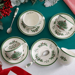 Spode Christmas Tree Teacup & Saucer Spode - Crystal House