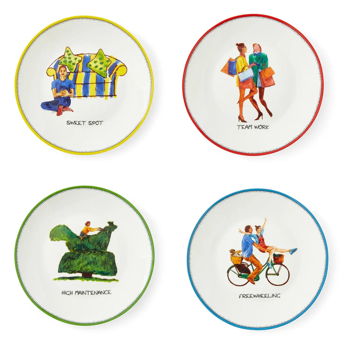 Spode Kit Kemp - Doodles Tidbit Plate S/4 Spode