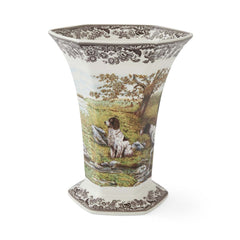 Spode Woodland Hexagonal Vase, Hunting Dogs Spode - Crystal House