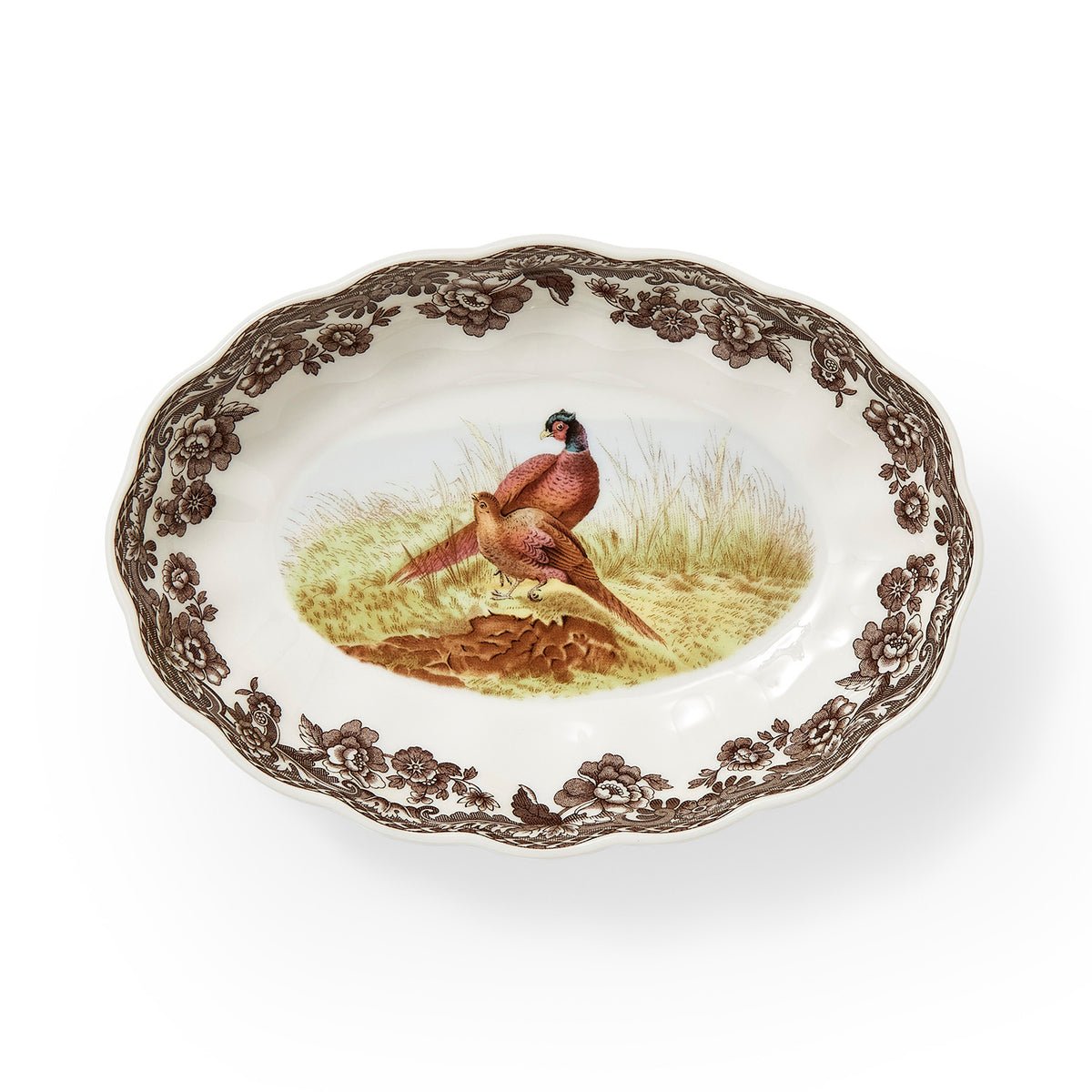 Spode Woodland Pheasant Oval Fluted Dish Spode - Crystal House