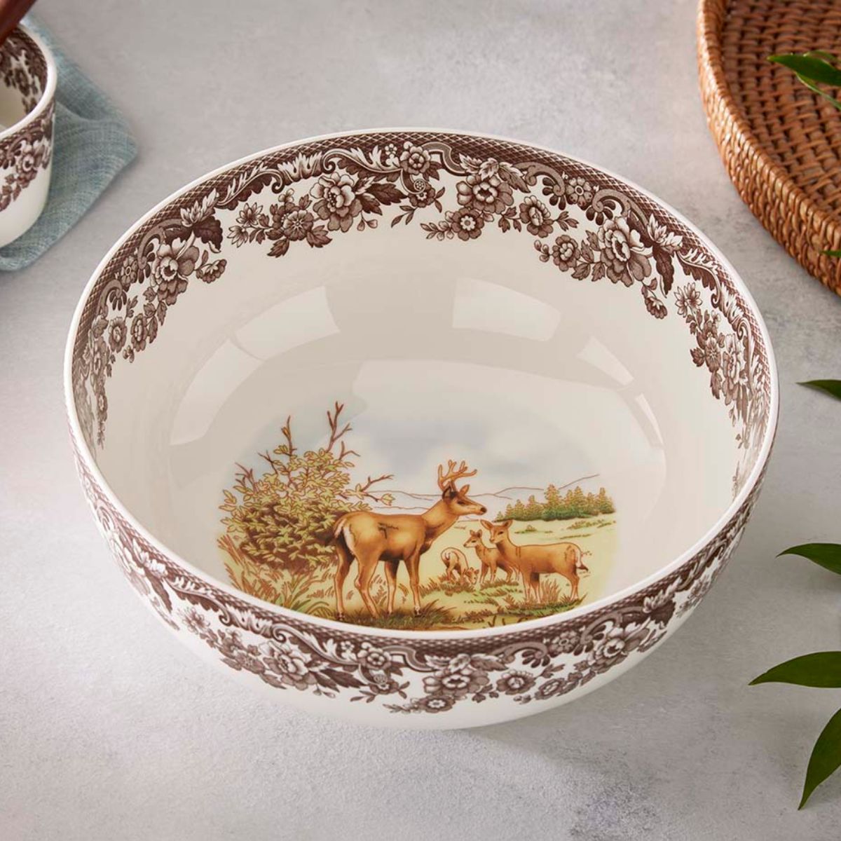 Spode Woodland Salad Bowl, Mule Deer Spode - Crystal House
