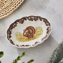 Spode Woodland Turkey Oval Fluted Dish Spode - Crystal House