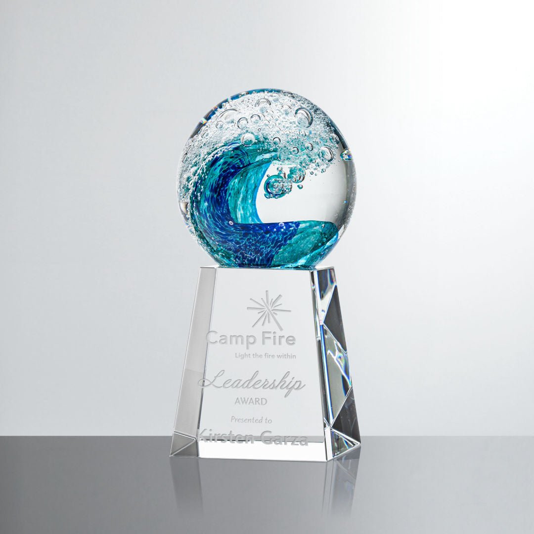 Surfside Art Glass Award – Luxury Wave Trophy crystal edge - Crystal House