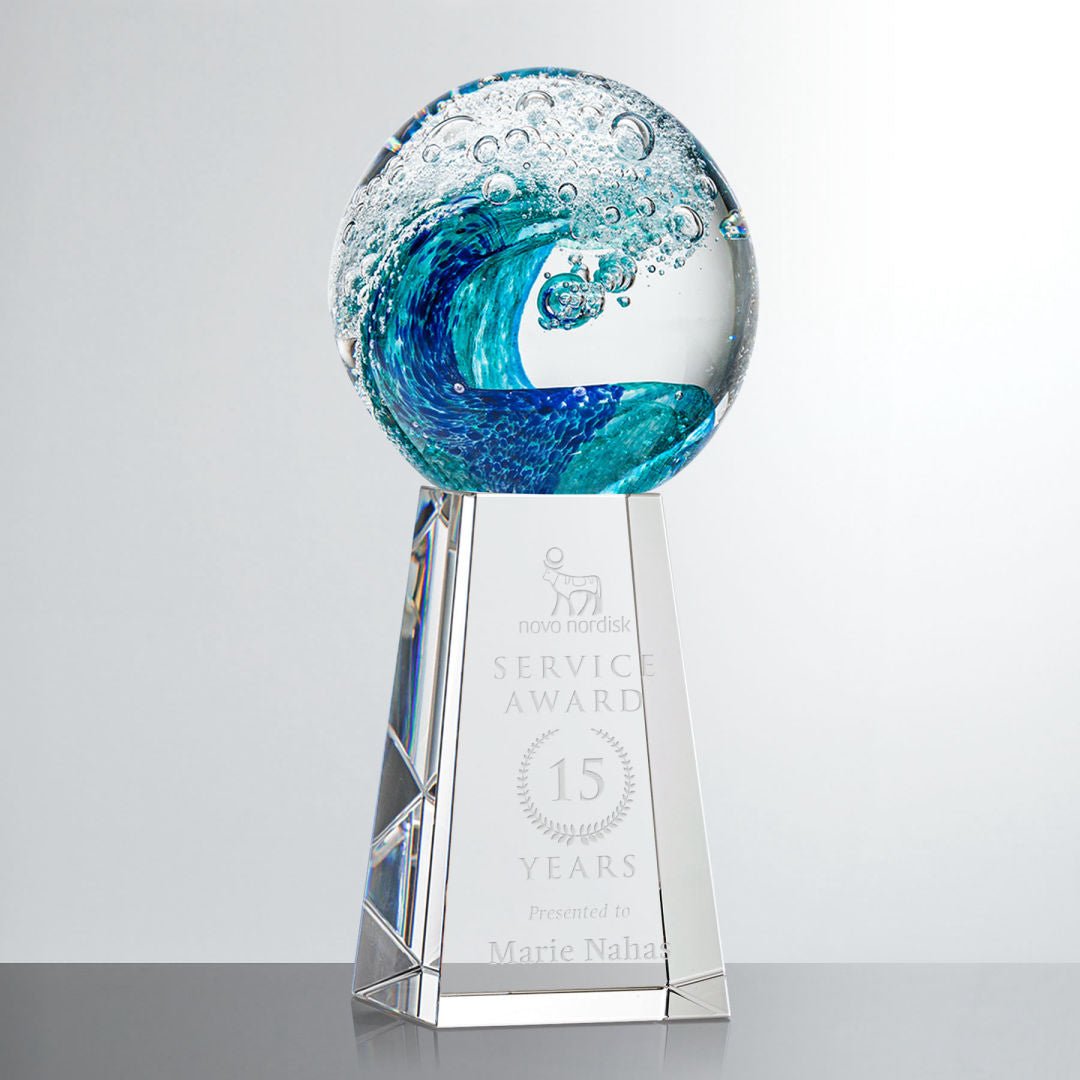 Surfside Art Glass Award – Luxury Wave Trophy crystal edge - Crystal House
