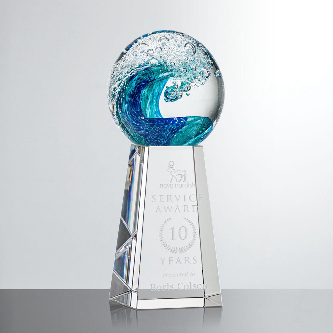 Surfside Art Glass Award – Luxury Wave Trophy crystal edge - Crystal House