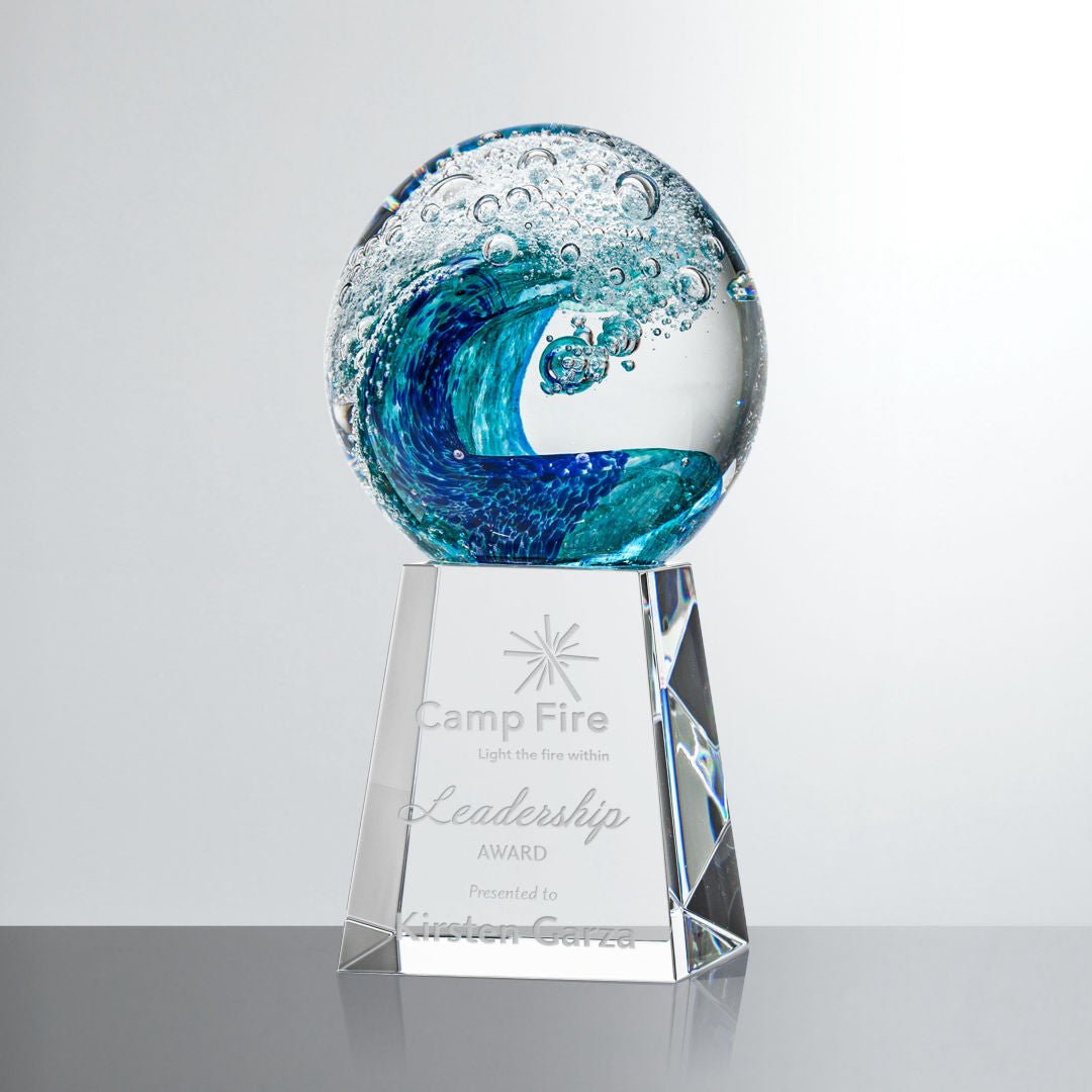 Surfside Art Glass Award – Luxury Wave Trophy crystal edge - Crystal House