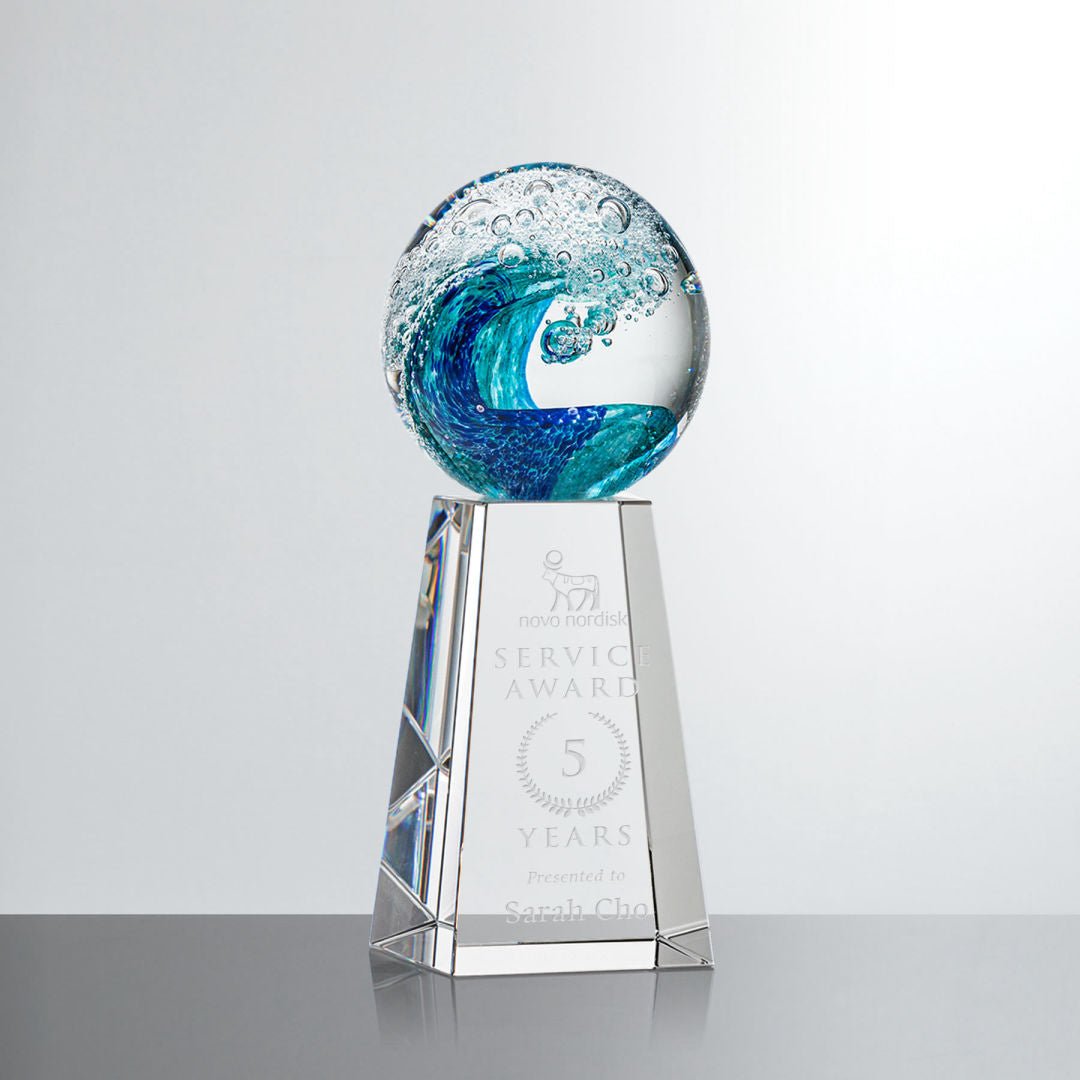 Surfside Art Glass Award – Luxury Wave Trophy crystal edge - Crystal House