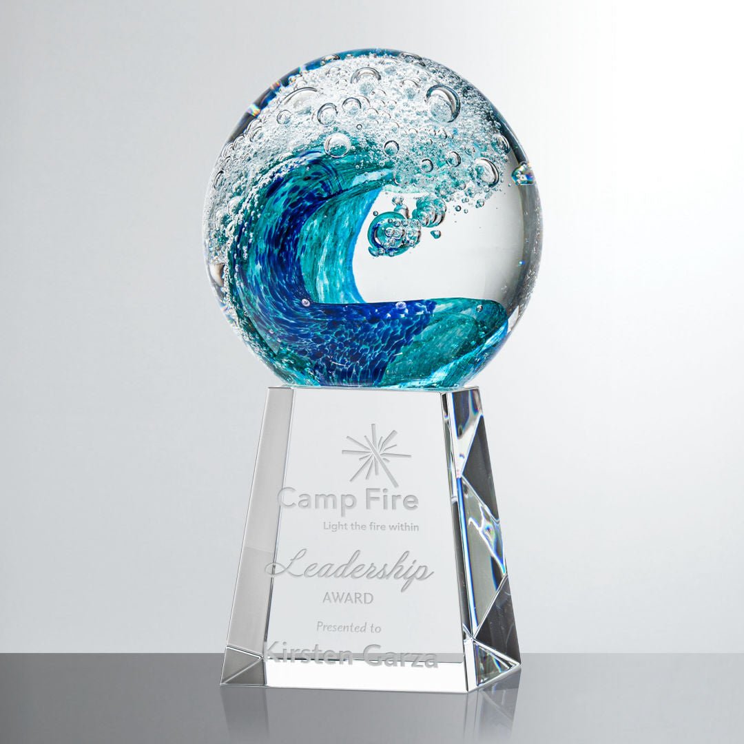 Surfside Art Glass Award – Luxury Wave Trophy crystal edge - Crystal House