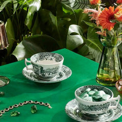 Spode Heritage Green Italian Teacup & Saucer – Classic 7oz English Ceramic Tea Set Spode