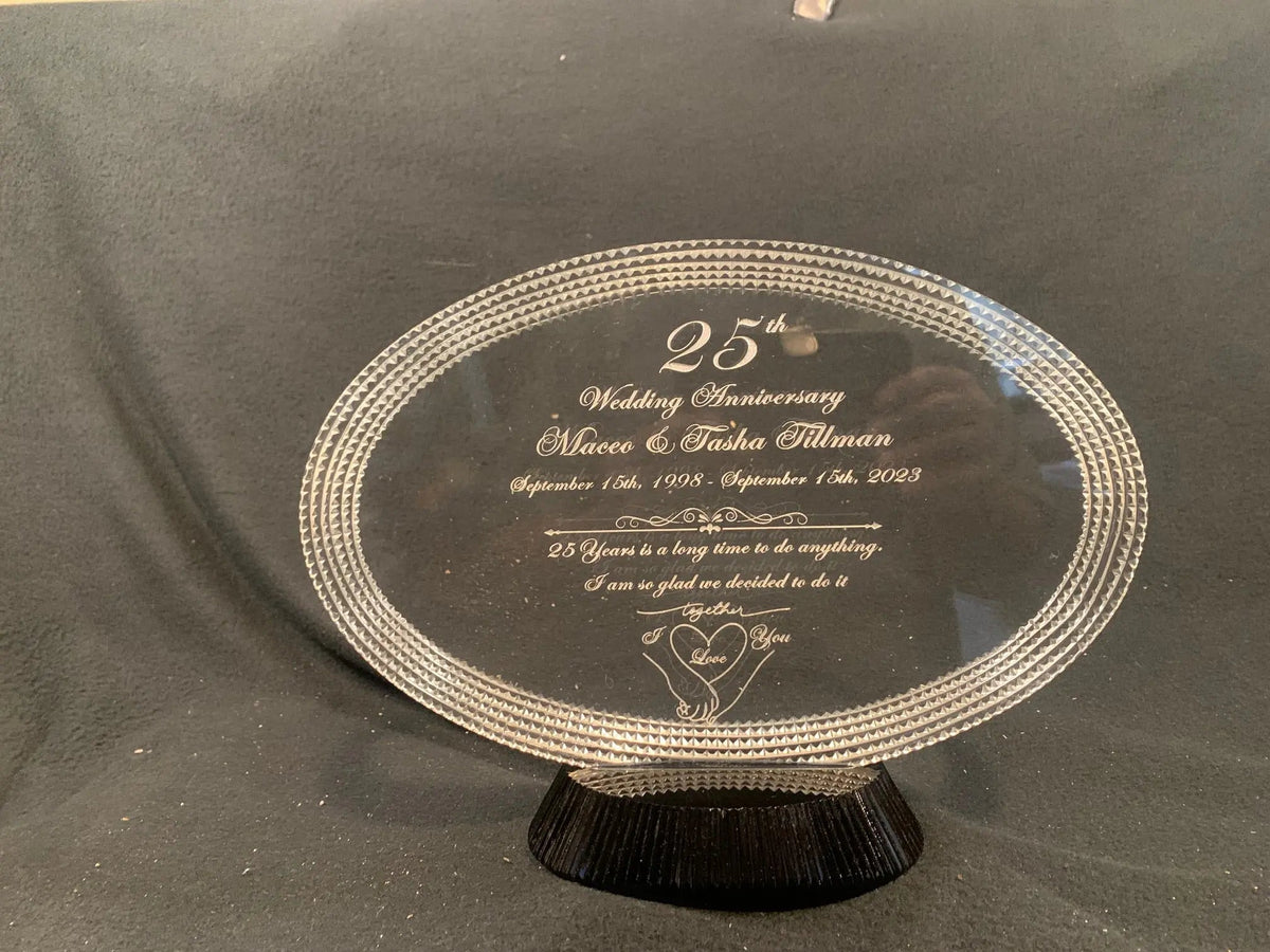 The Gift of Love etched in Crystal: Personalized Wedding Anniversary Gift Crystal House
