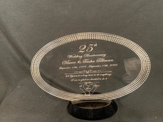 The Gift of Love etched in Crystal: Personalized Wedding Anniversary Gift Crystal House