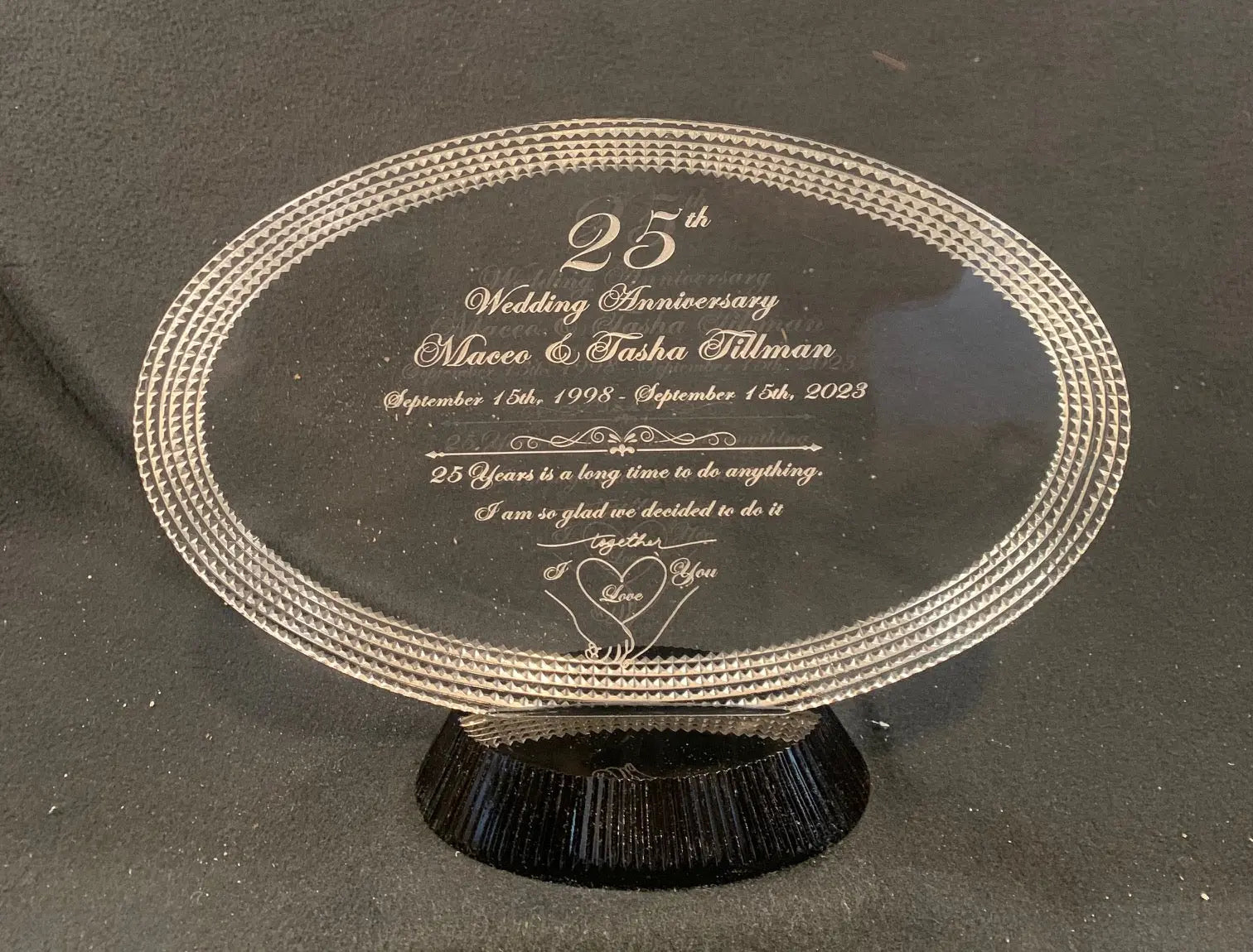 The Gift of Love etched in Crystal: Personalized Wedding Anniversary Gift Crystal House