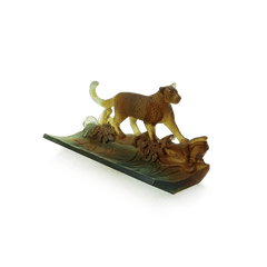 Tropical Leopard Pencil Holder in Amber & Green Daum