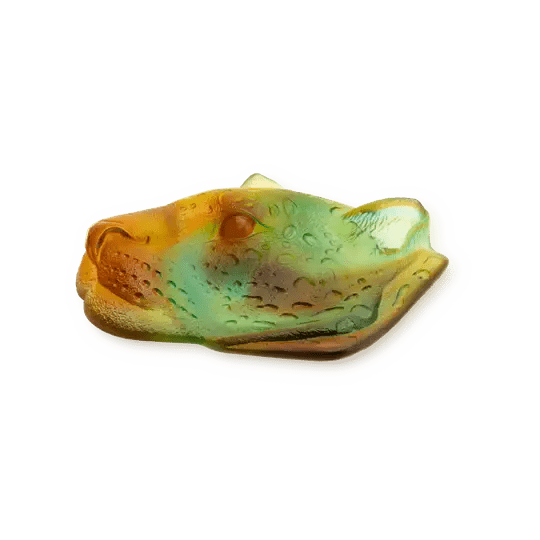 Tropical Leopard Tray in Amber & Green Daum