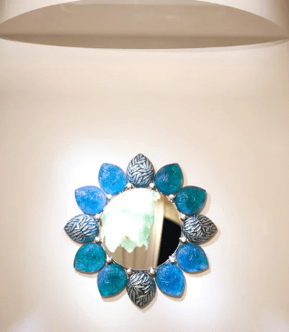 Turquoise Blue Melodie Mirror by Jacques Hurel Daum - Crystal House
