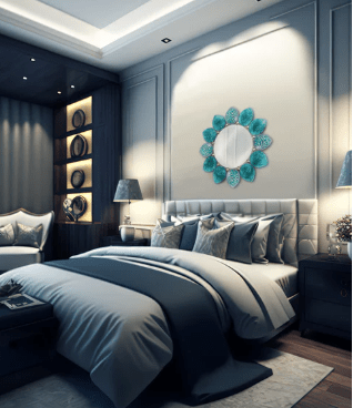 Turquoise Blue Melodie Mirror by Jacques Hurel Daum - Crystal House