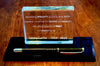 Inspire Desk Accessory – Crystal Block with Custom Mantra and Hugo Boss Pen