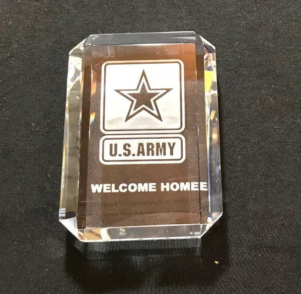 US Army 250th Anniversary Crystal Paperweight Crystal House