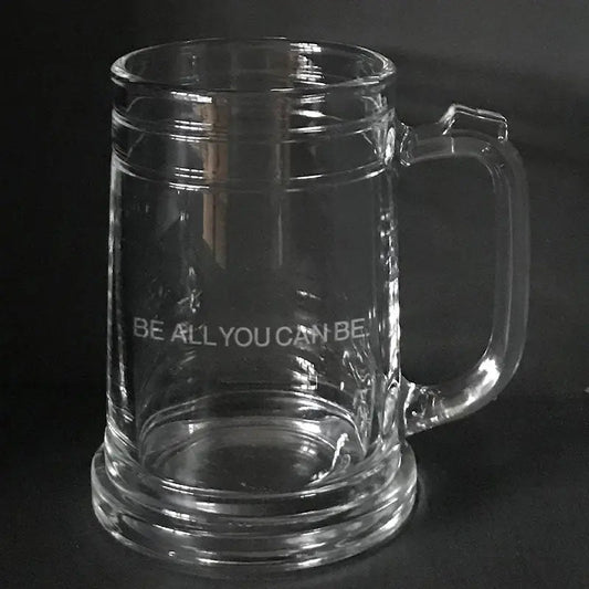US Army "Be all you can be" slogan engraved on beer mug Crystal House