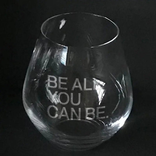 US Army  "Be all you can be" slogan engraved on stemless wine Crystal House