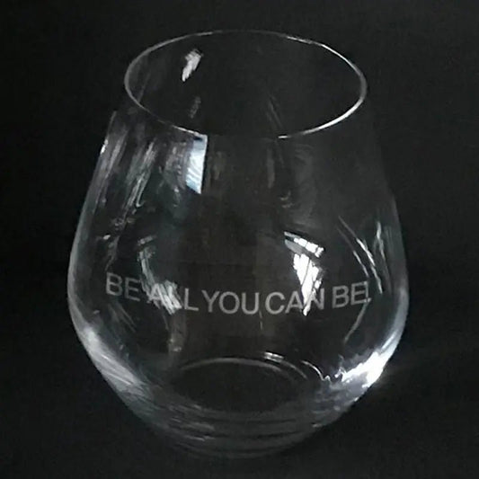 US Army  "Be all you can be" slogan engraved on stemless wine Crystal House
