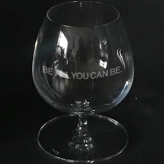 U.S Army "Be all you can be" slogan on brandy snifter Crystal House