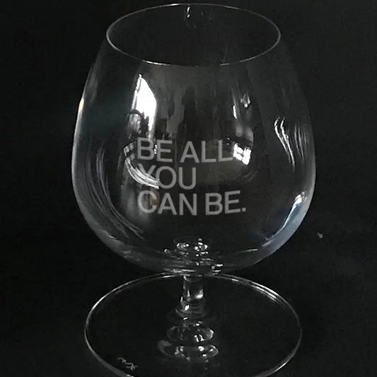 U.S Army "Be all you can be" slogan on brandy snifter Crystal House