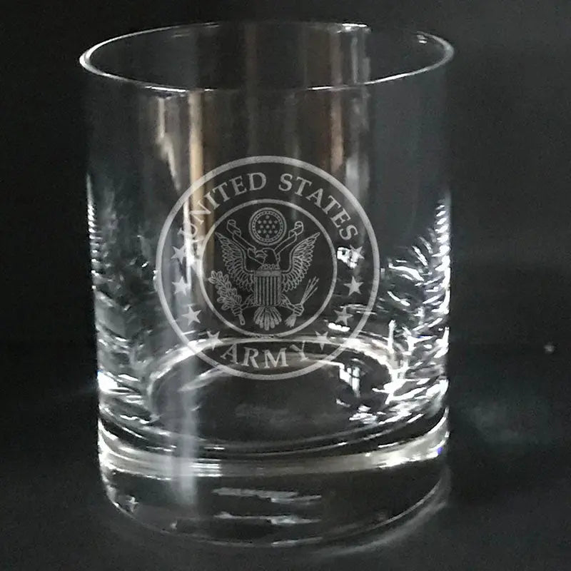 U.S Army insignia engraved on Whiskey Glass Crystal House
