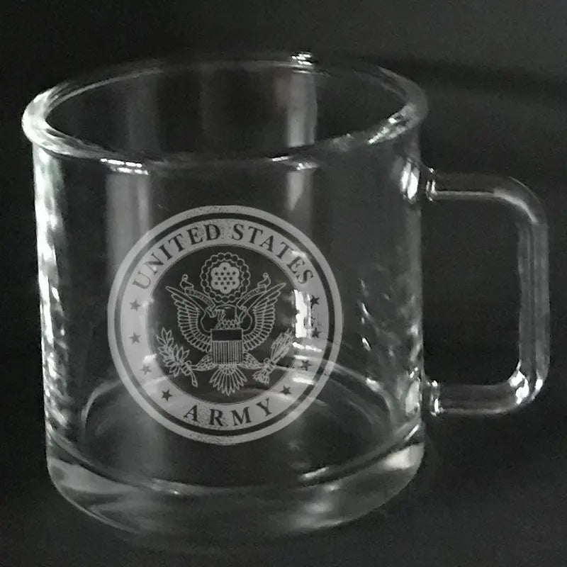 US Army Insignia on Warm Beverage mug Crystal House 