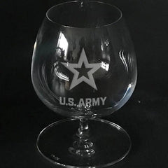 U.S Army logo engraved on brandy snifter Crystal House