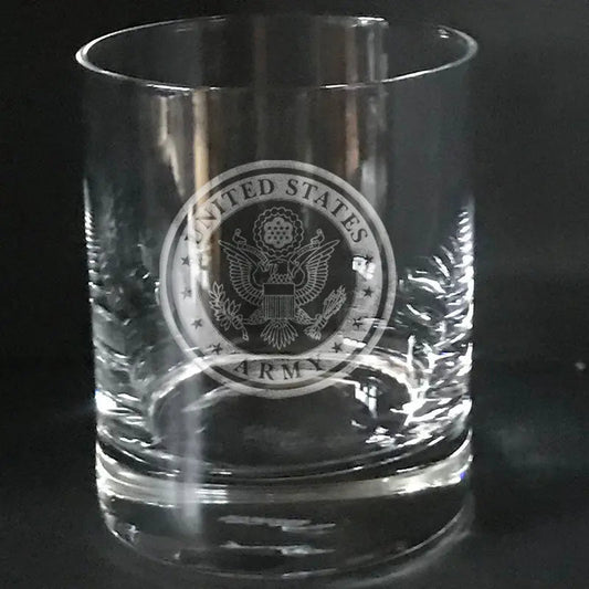 U.S Army logo engraved on Whiskey Glass Crystal House