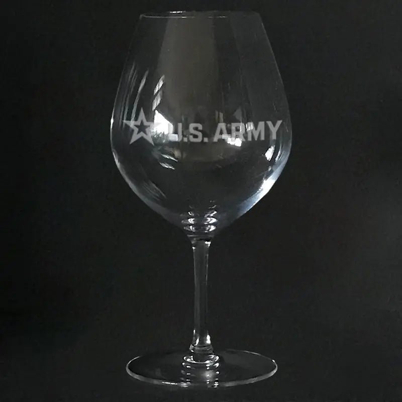 U.S Army logo on stem wine glass Crystal House