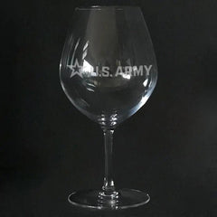 U.S Army logo on stem wine glass Crystal House