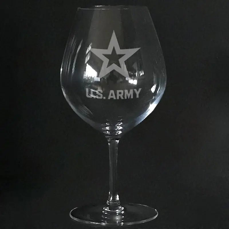 U.S Army logo on stem wine glass Crystal House
