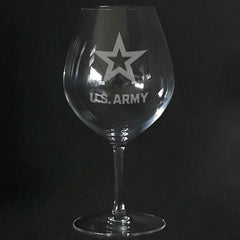 U.S Army logo on stem wine glass Crystal House