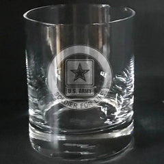 U.S Army logo - soldier for life engraved on whiskey glass Crystal House