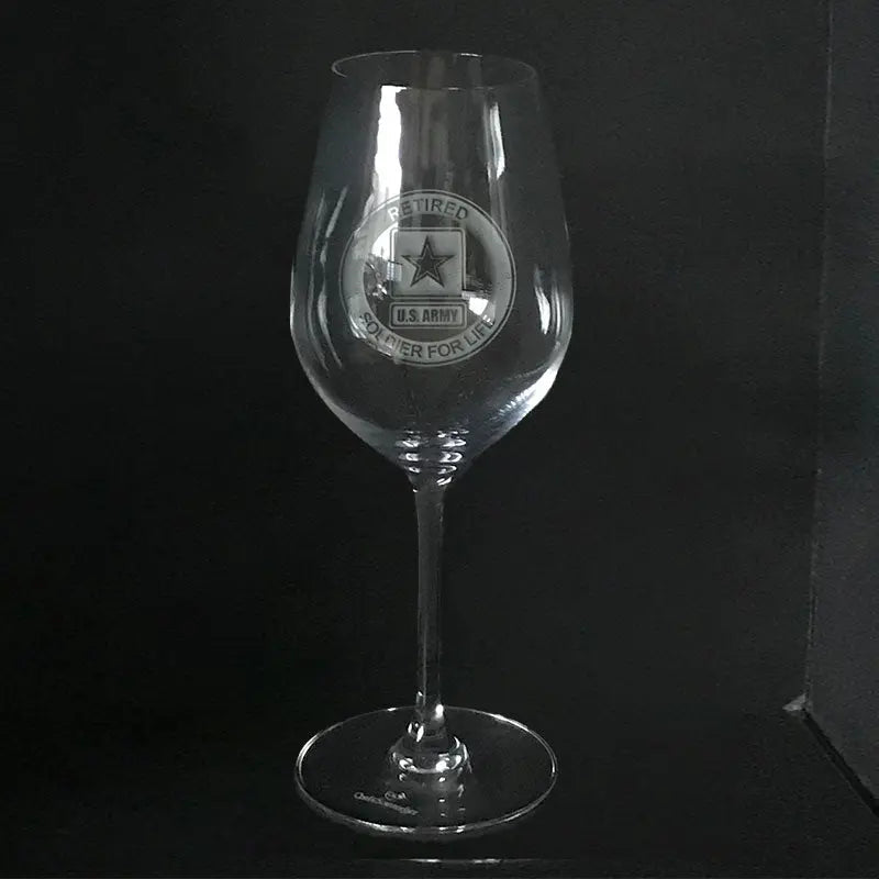 US Army retired soldier for life logo-white wine Crystal House