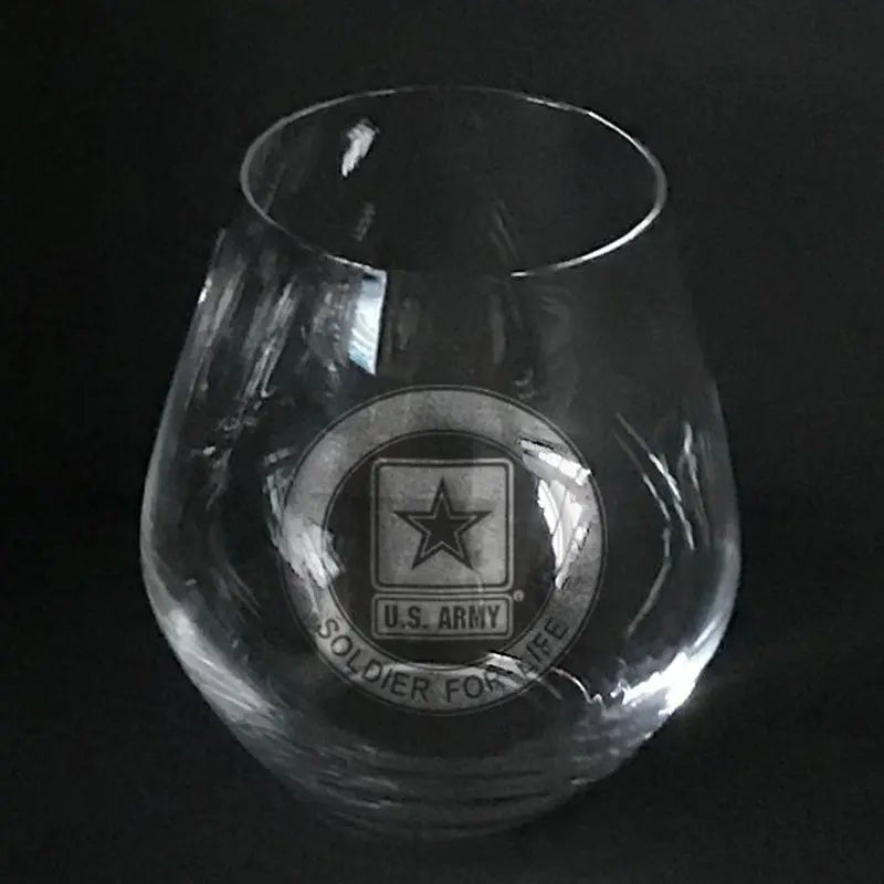 US Army Soldier for life  logo stemless wime glass Crystal House