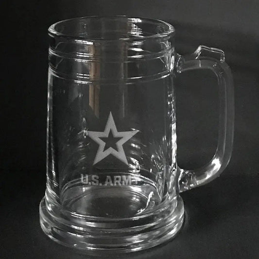 US Army star  logo  engraved  on beer mug Crystal House