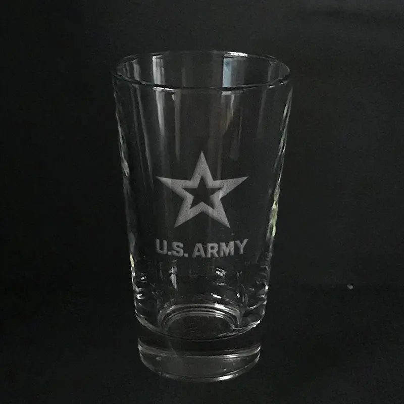 US Army star logo - pint glass Crystal House