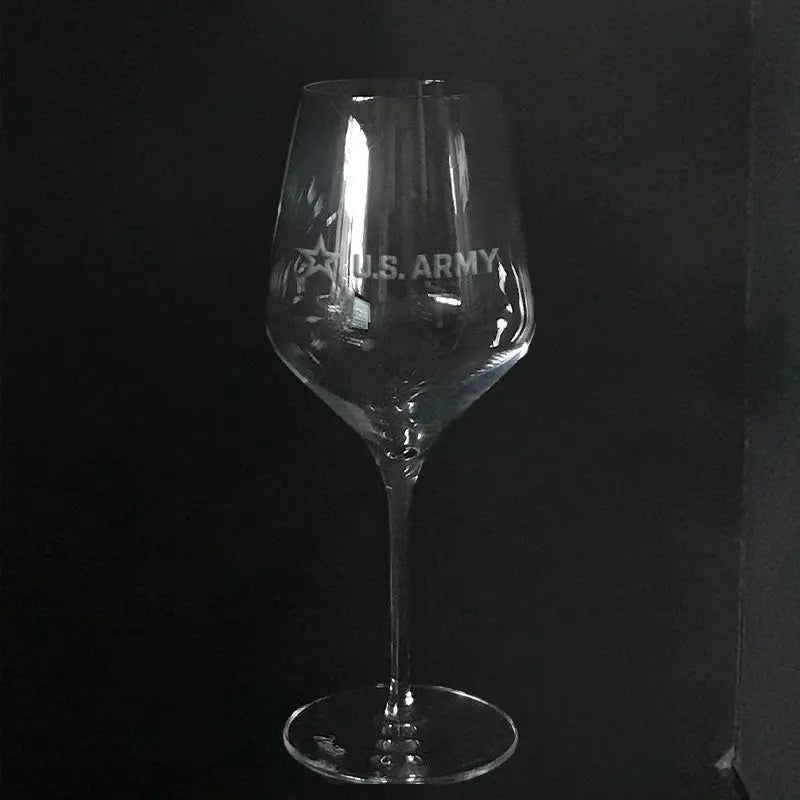 US Army STAR logo - wine glass Crystal House