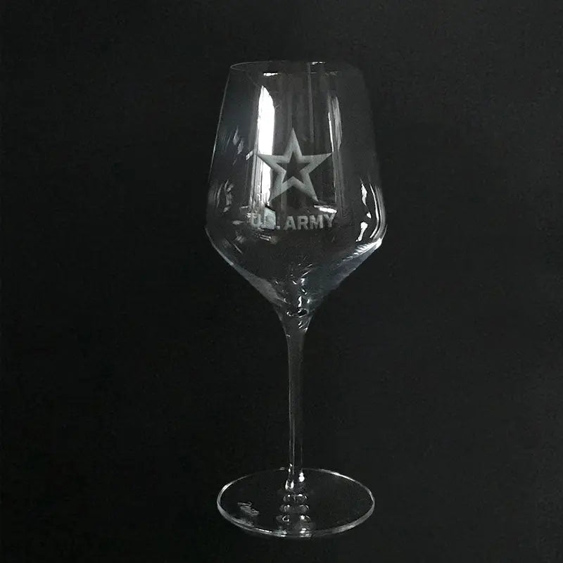 US Army STAR logo - wine glass Crystal House