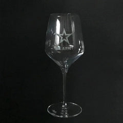 US Army STAR logo - wine glass Crystal House