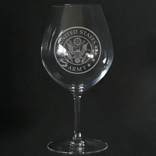 US.Army Symbol on  Stem Wine Glass Crystal House