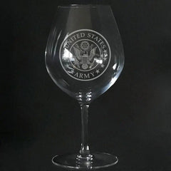 US.Army Symbol on  Stem Wine Glass Crystal House