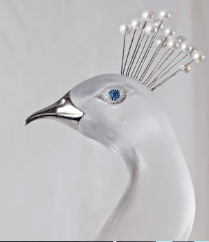 White Peacock by Madeleine van der Knoop 8 ex Daum - Crystal House