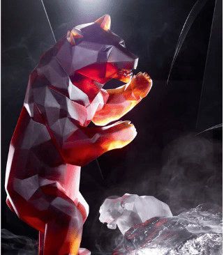Wild Bear in Dark Amber by Richard Orlinski 50 ex Daum - Crystal House