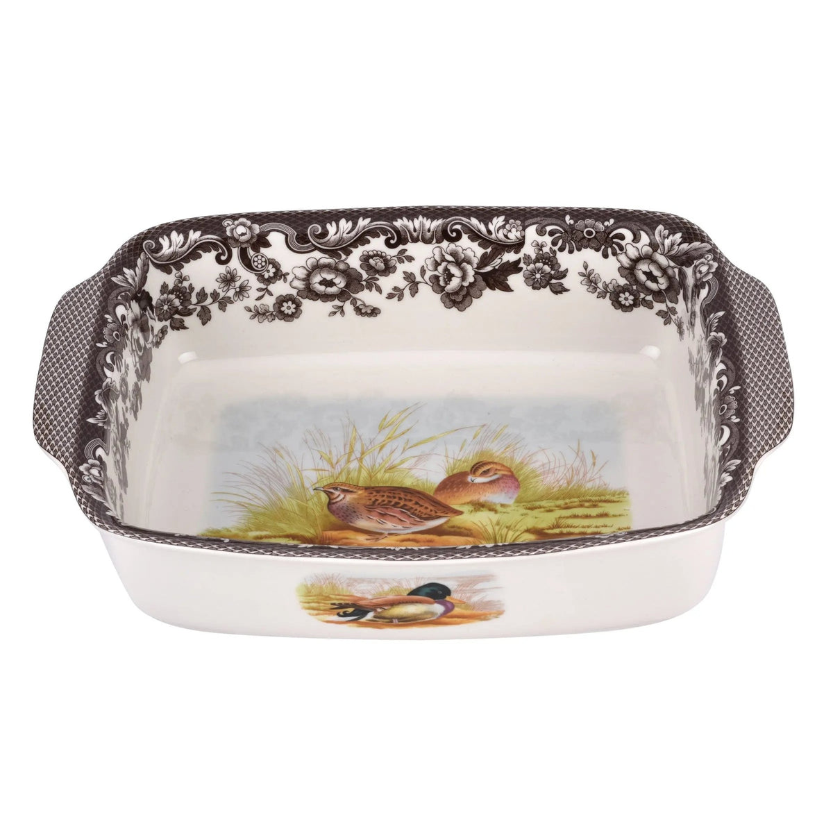 Woodland Dinnerware / Serveware / Bakeware Rectangular Handled Dish (Rabbit/Quail) Spode