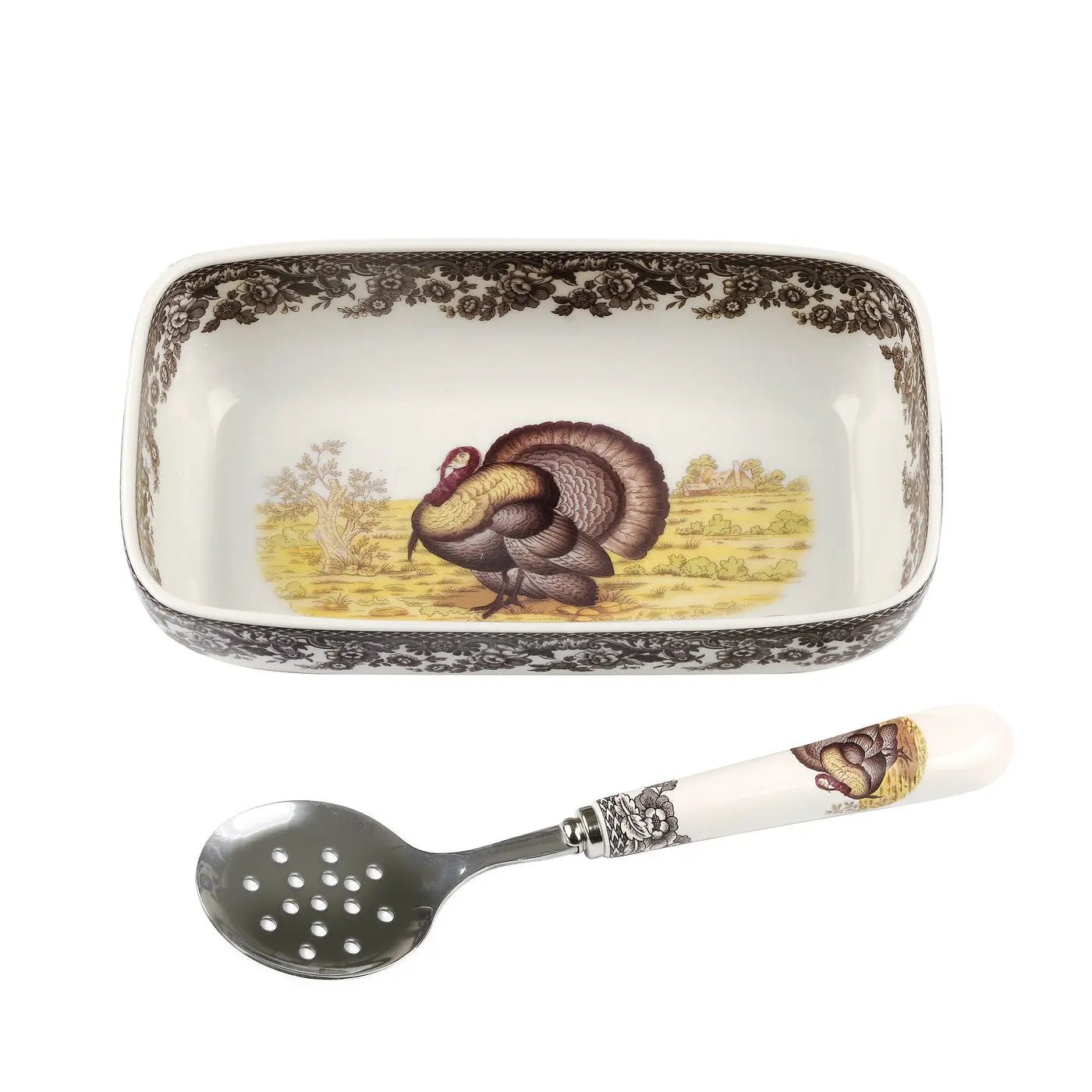 Woodland - Turkey Cranberry Dish with Slotted Spoon (Turkey) Spode